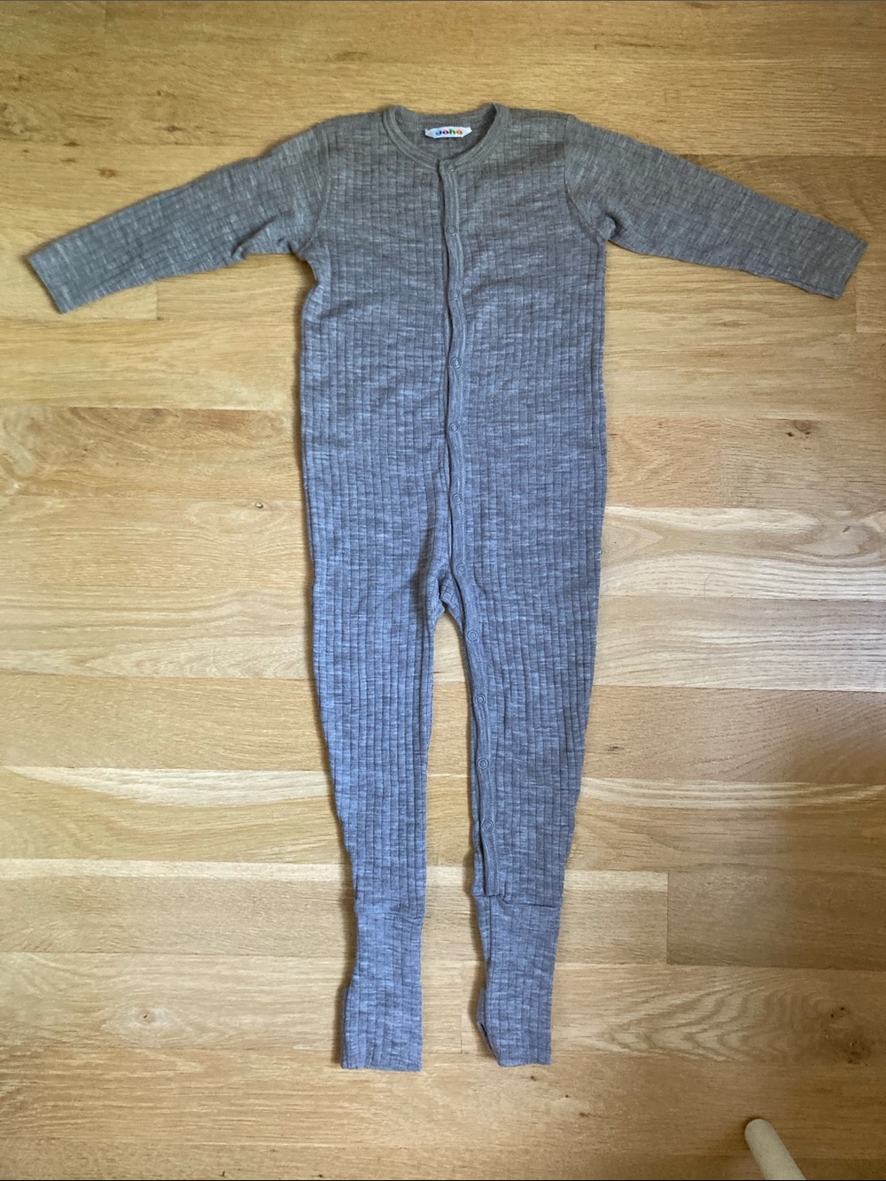 Joha Merino Wool Rib Pyjamas - Sesame 90cm (1–2y)